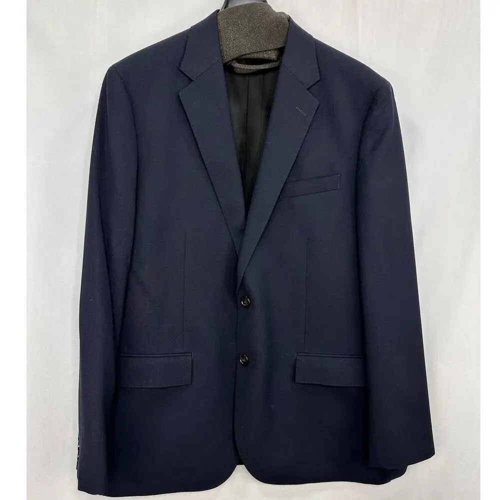 J.Crew Ludlow Slim Suit Jacket Double Vent Italian Worsted Wool Navy Blue 44R